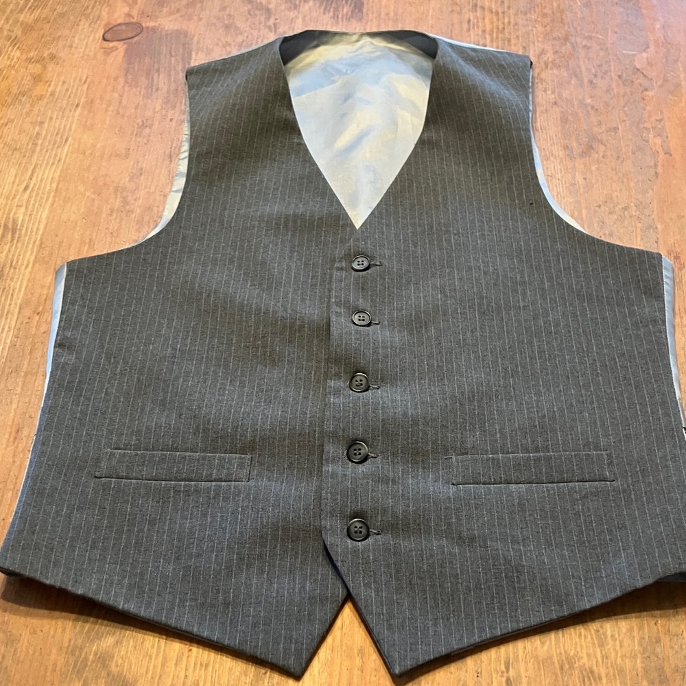 Men's Gray Pinstripe Vest